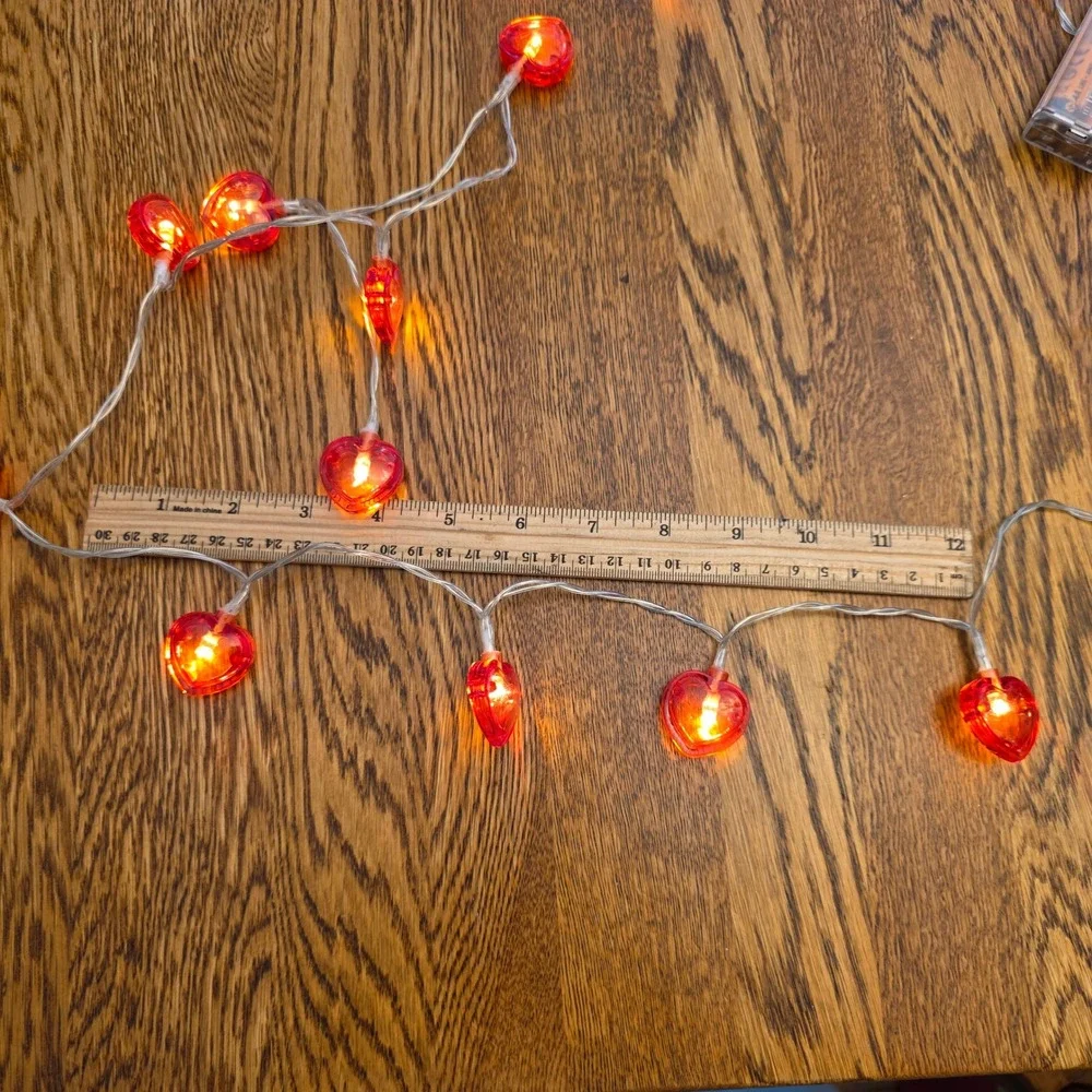 Heart Shaped LED String Lights Battery Operated Pink Red 4 Pack 40